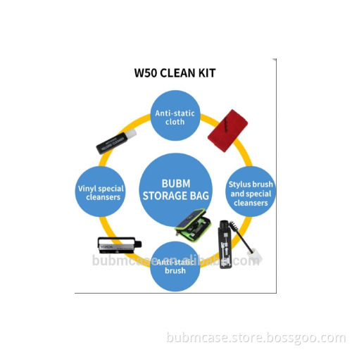 VOXOA W50 Vinyl Turntable Carbon Fiber Vinyl Brush and Cleaning Kit,with Additional tool storage bag